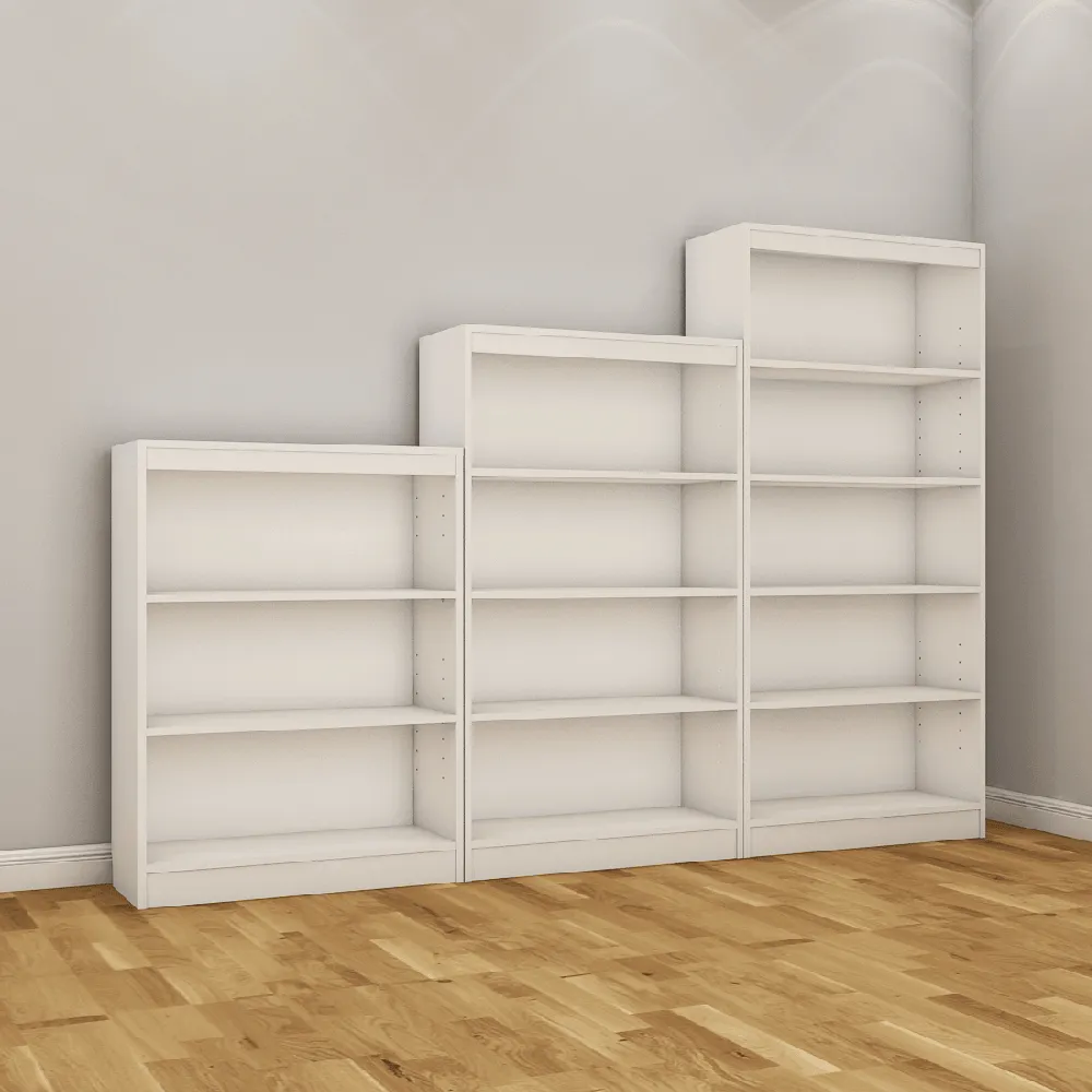 Alpha Bookcases Shelves, Set of 3, Trendy Book Shelf In Frosty White Finish