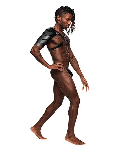 Aquarius Pu Leather Chest Harness With half Sleeve Black O/s
