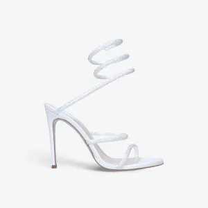 Cleo heeled sandals in leather with crystals by Rene Caovilla, white