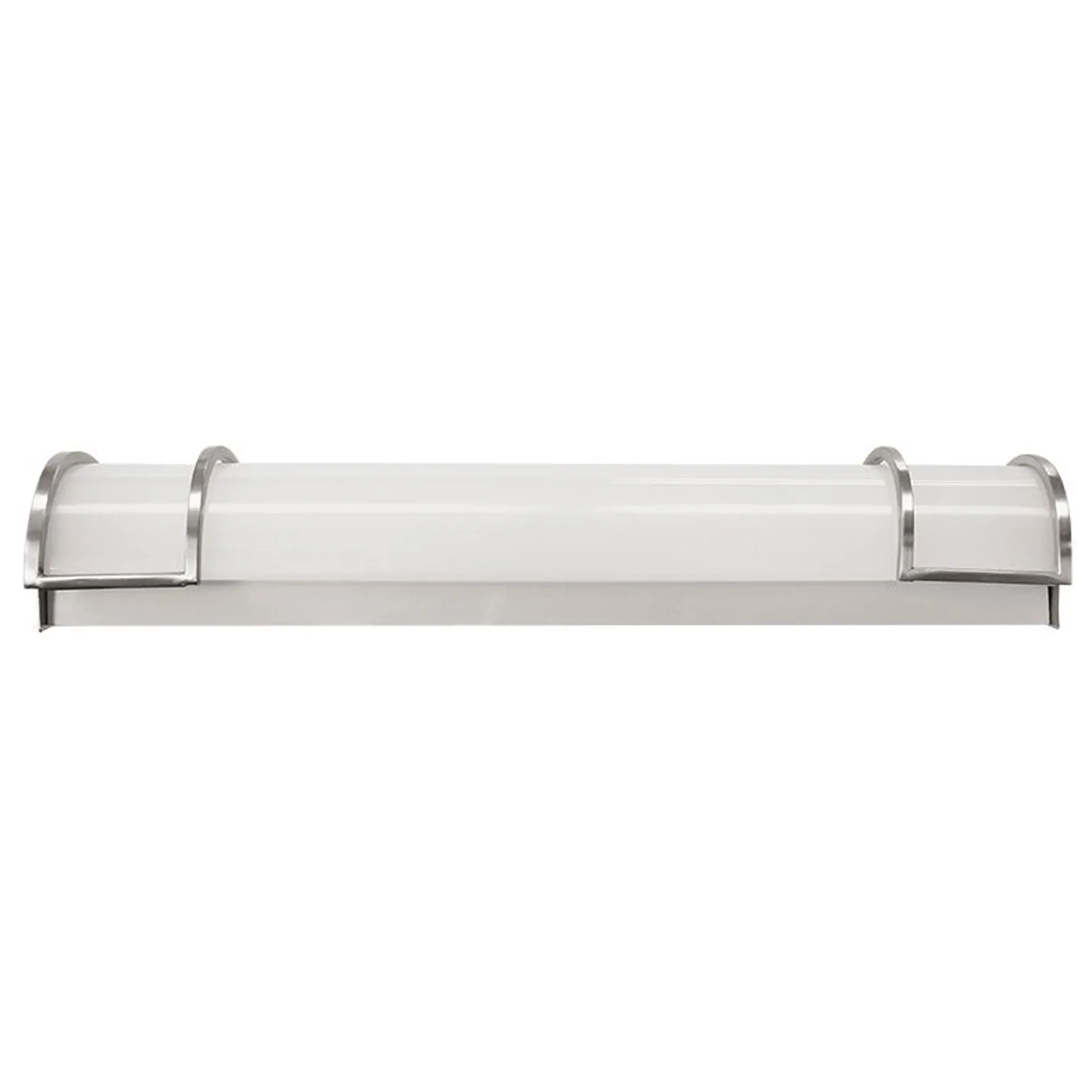Contemporary Bath Vanity Frosted Integrated LED Lights, Nickel Trim