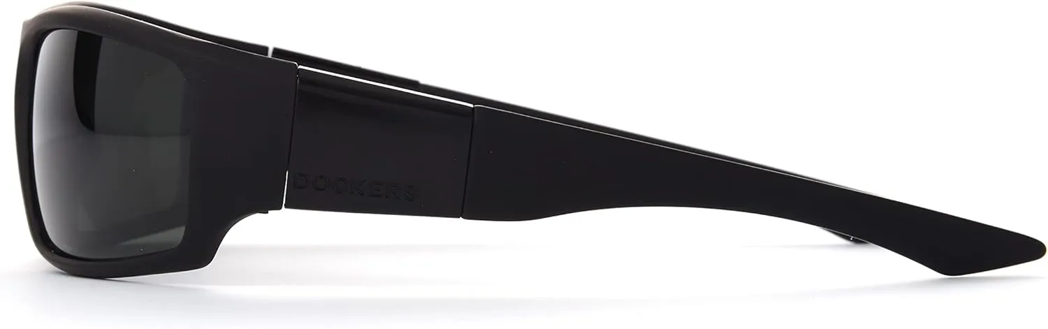 DOCKERS Men's Gavin Sunglasses Polarized Wrap, Black, 57mm