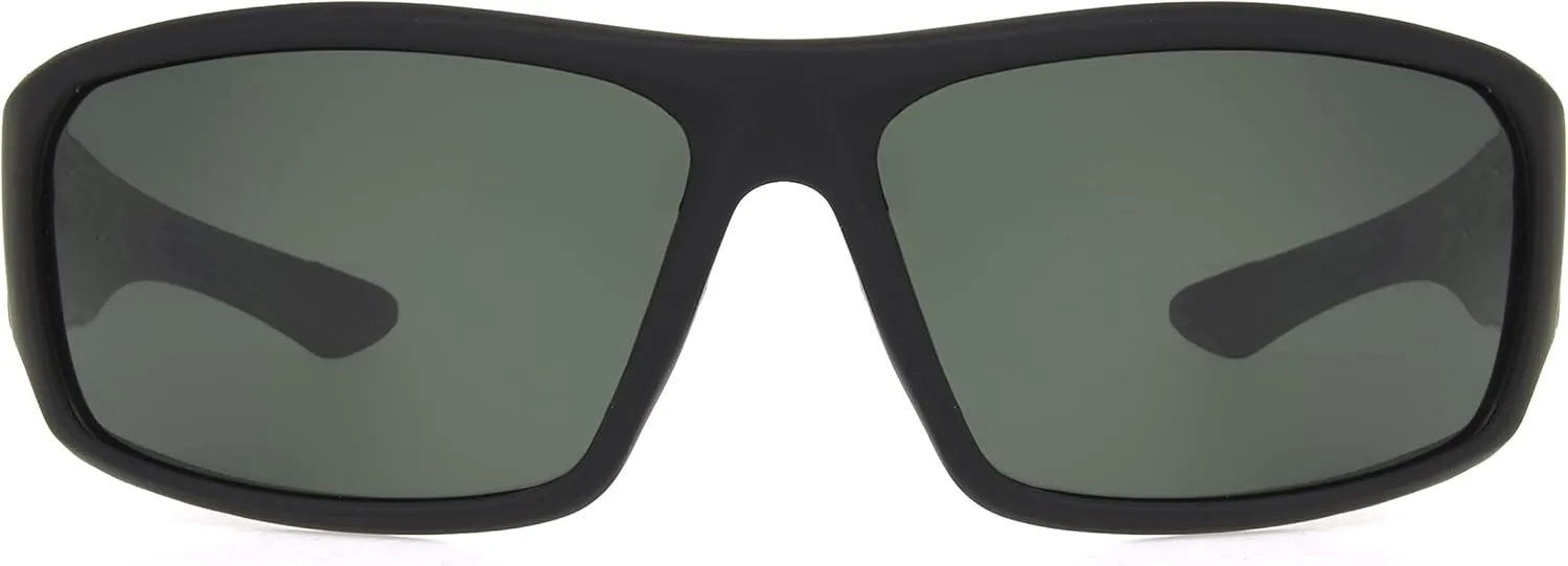 DOCKERS Men's Gavin Sunglasses Polarized Wrap, Black, 57mm