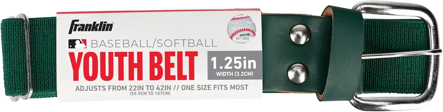 Franklin Sports Baseball Belt - Teeball, Baseball   Softball Belt - Boys   Girls   Adult - Adjustable for Pants - 22" to 48"