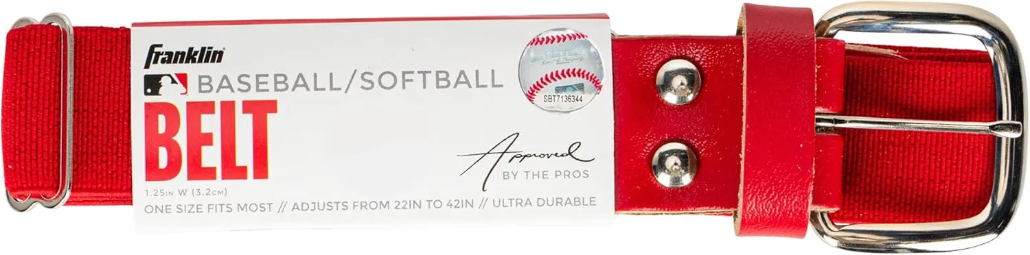 Franklin Sports Baseball Belt - Teeball, Baseball   Softball Belt - Boys   Girls   Adult - Adjustable for Pants - 22" to 48"