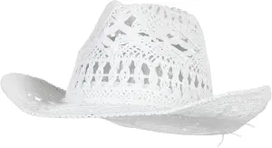 GEMVIE Men & Women's Summer Cowboy Cowgirl Straw Hat Hollow Out Style Roll Up Brim Cowboy Sun Hat