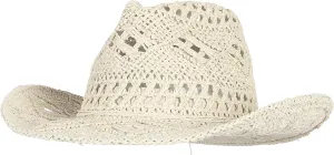 GEMVIE Men & Women's Summer Cowboy Cowgirl Straw Hat Hollow Out Style Roll Up Brim Cowboy Sun Hat