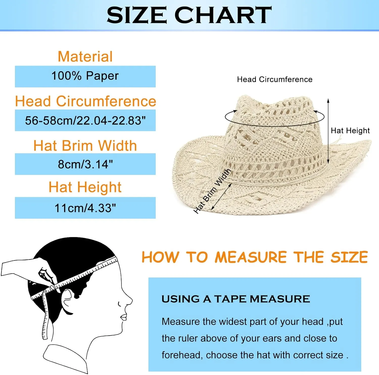 GEMVIE Men & Women's Summer Cowboy Cowgirl Straw Hat Hollow Out Style Roll Up Brim Cowboy Sun Hat