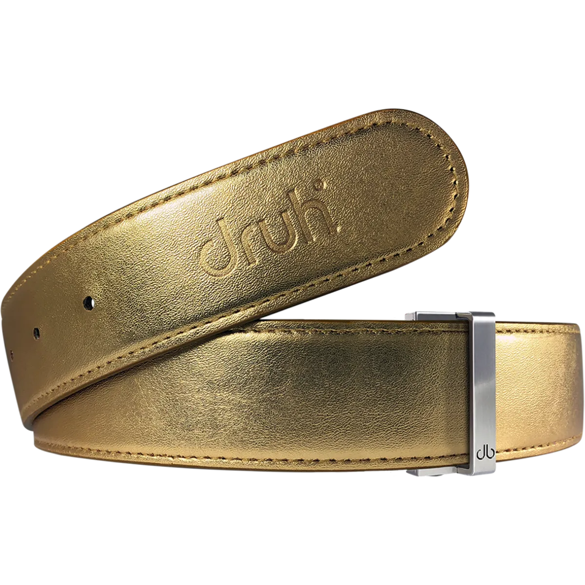 Gold Plain Textured Leather Belt