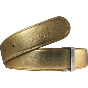 Gold Plain Textured Leather Belt