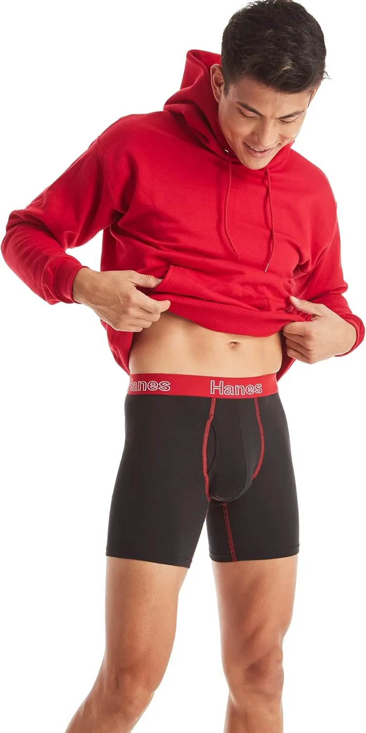 Hanes Men's Underwear Boxer Briefs, Cotton Stretch Moisture-Wicking Underwear, Multi-pack