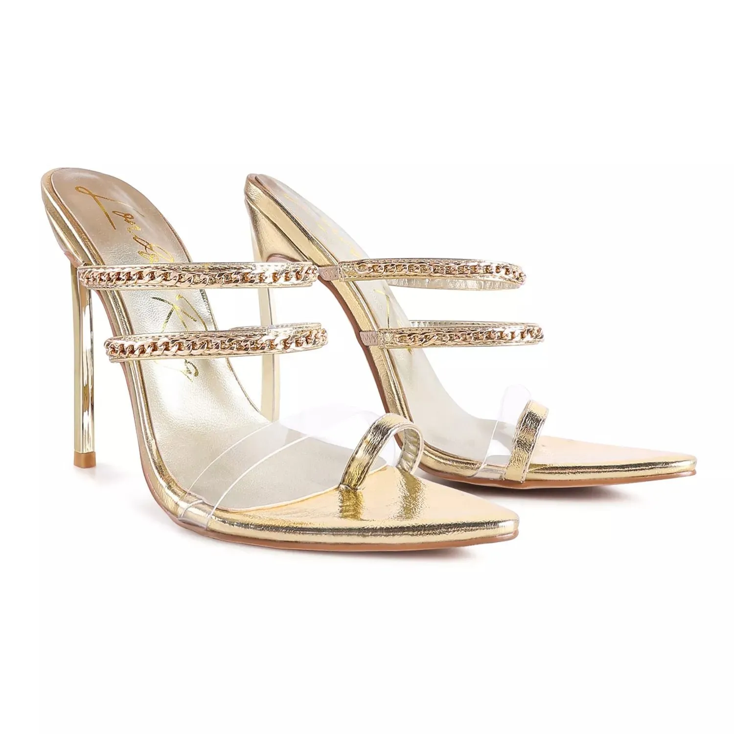 London Rag Tickle Me Women's High Heel Toe Ring Sandals London Rag Gold