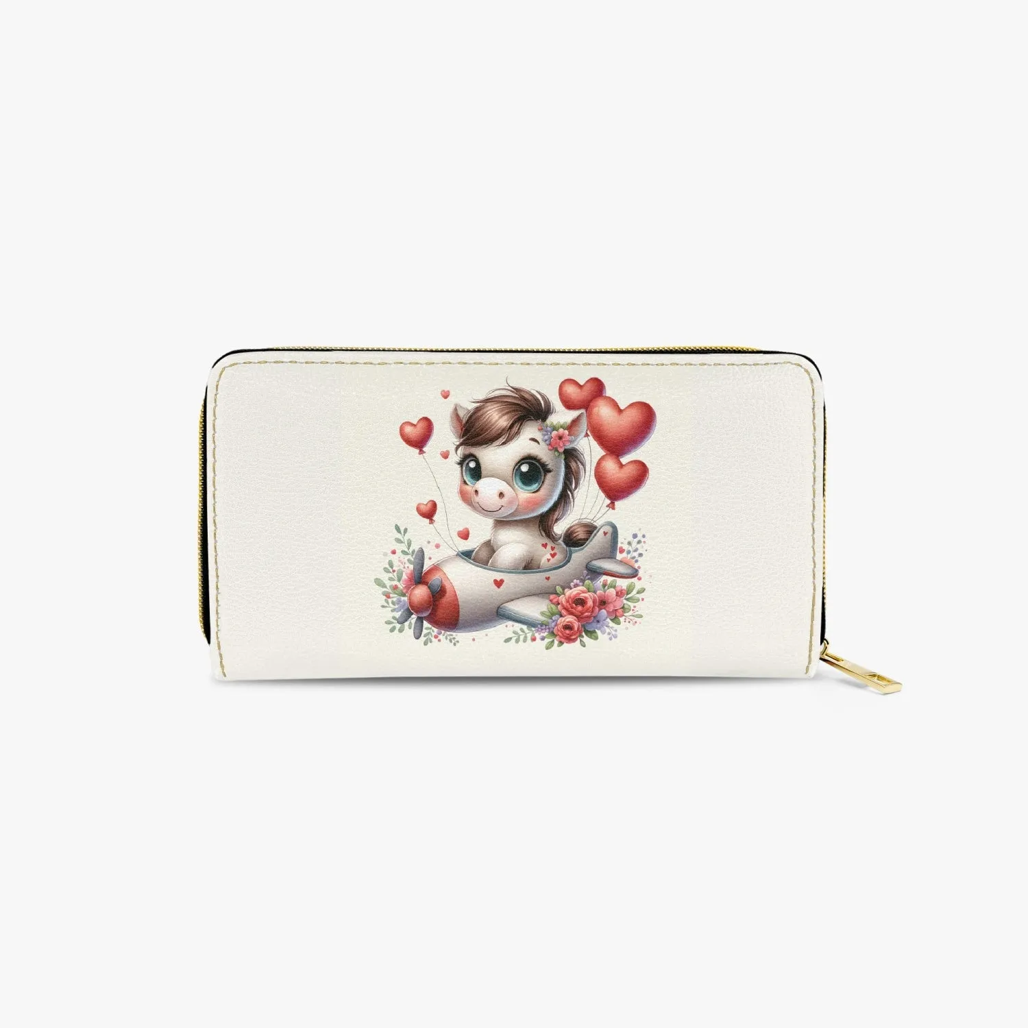 Long Type Zipper Purse - Horse in Plane