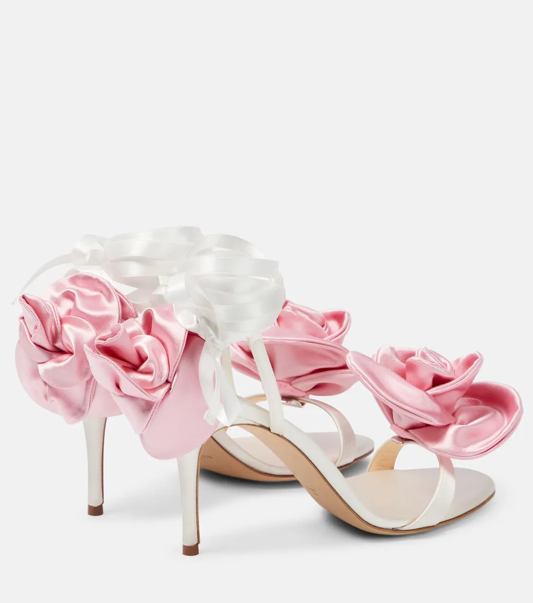 Magda Butrym satin sandals with floral appliqué, white