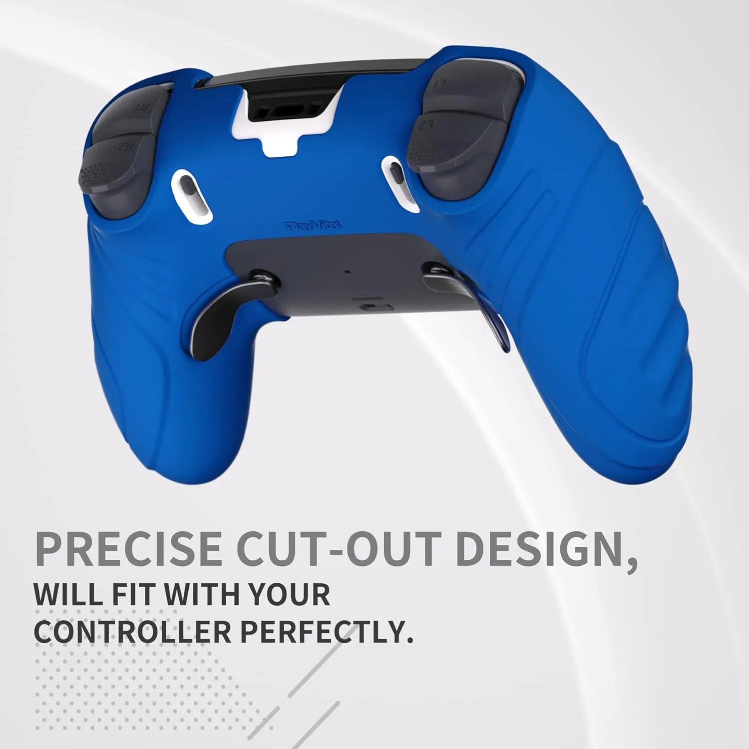 PlayVital Guardian Edition Anti-Slip Ergonomic Silicone Cover Case for ps5 Edge Controller, Soft Rubber Protector Skin for ps5 Edge Wireless Controller with Thumb Grip Caps - Blue