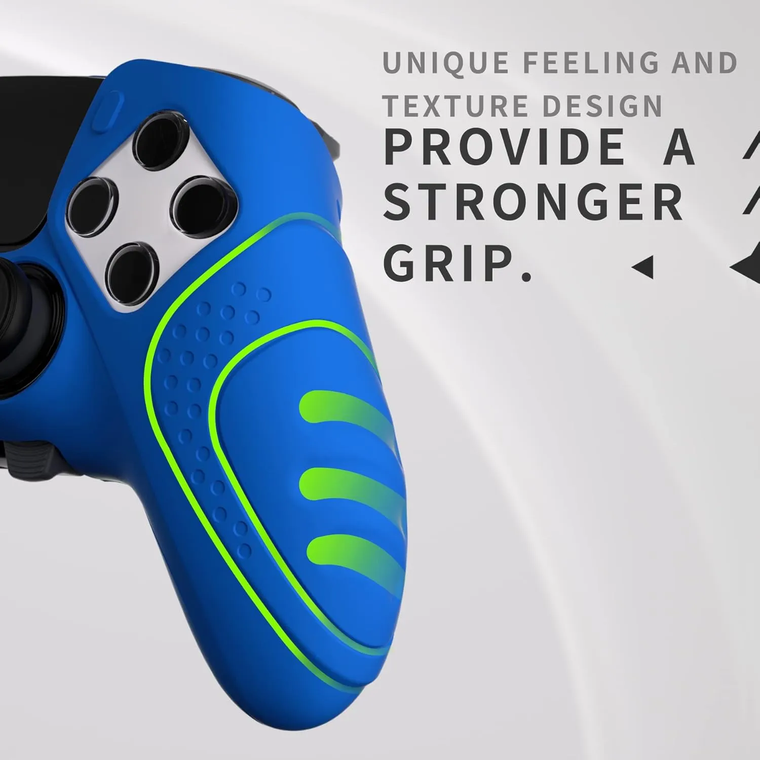 PlayVital Guardian Edition Anti-Slip Ergonomic Silicone Cover Case for ps5 Edge Controller, Soft Rubber Protector Skin for ps5 Edge Wireless Controller with Thumb Grip Caps - Blue