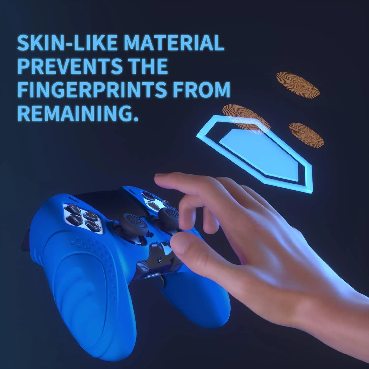 PlayVital Guardian Edition Anti-Slip Ergonomic Silicone Cover Case for ps5 Edge Controller, Soft Rubber Protector Skin for ps5 Edge Wireless Controller with Thumb Grip Caps - Blue