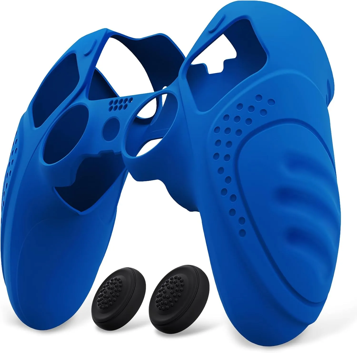 PlayVital Guardian Edition Anti-Slip Ergonomic Silicone Cover Case for ps5 Edge Controller, Soft Rubber Protector Skin for ps5 Edge Wireless Controller with Thumb Grip Caps - Blue