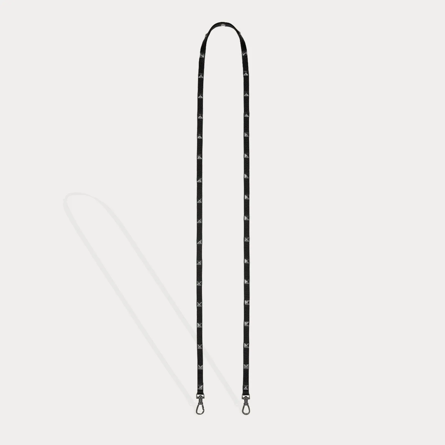 Sarah Pebble Leather Pyramid Stud Strap - Black/Pewter