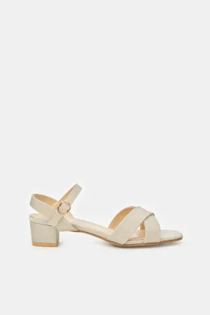 Senior Girls Gold Glitter Heel Sandals
