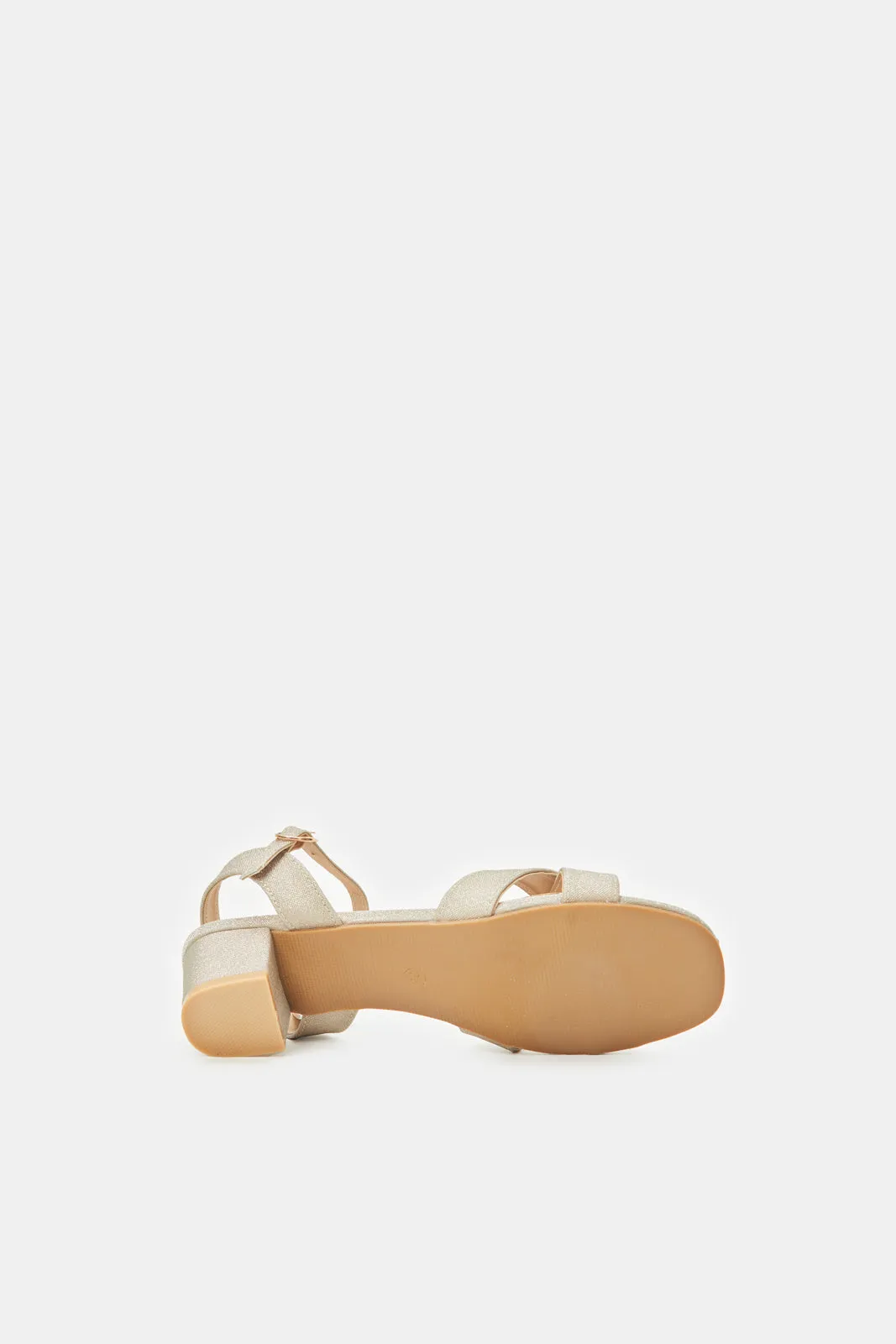 Senior Girls Gold Glitter Heel Sandals