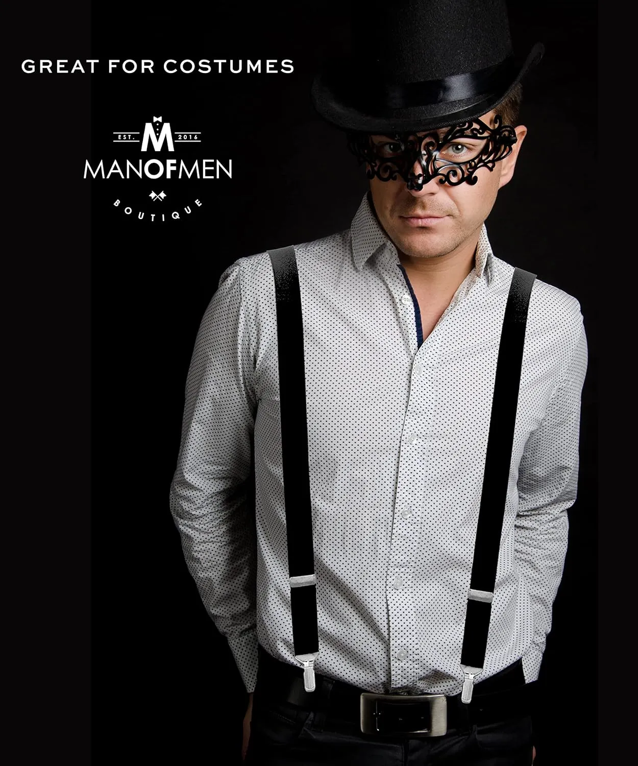 Suspenders for Men, Men's Suspenders, Suspenders Women - Adjustable Size Elastic 1 inch Wide Y Shape Costume Suspenders