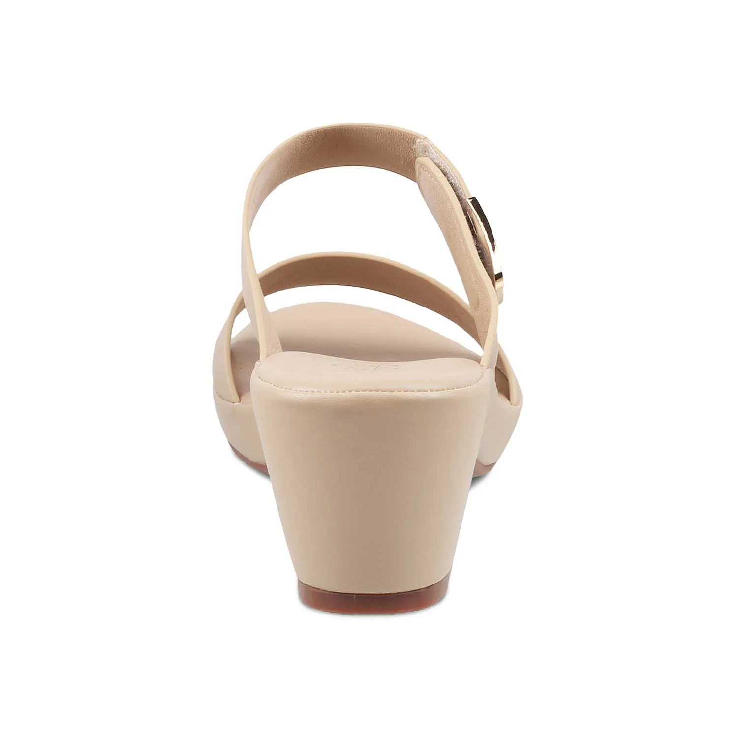 The Baza Beige Women's Casual Block Heel Sandals Tresmode