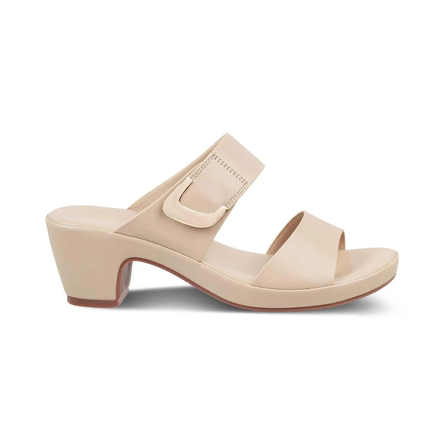 The Baza Beige Women's Casual Block Heel Sandals Tresmode