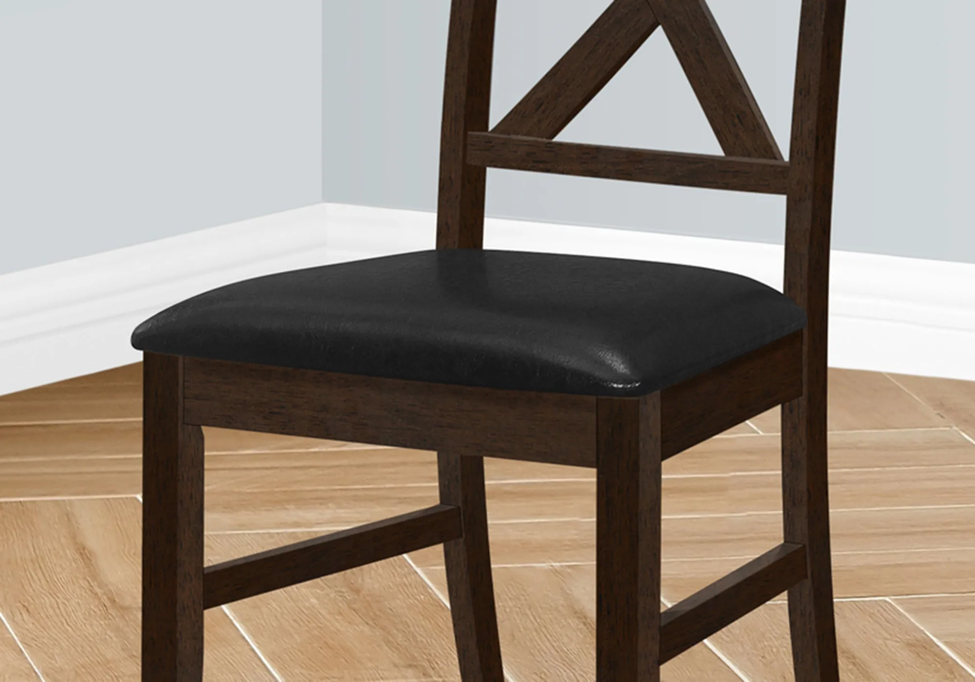 Upholstered Brown Wood Dining Chairs, 37" Height - Set of 2