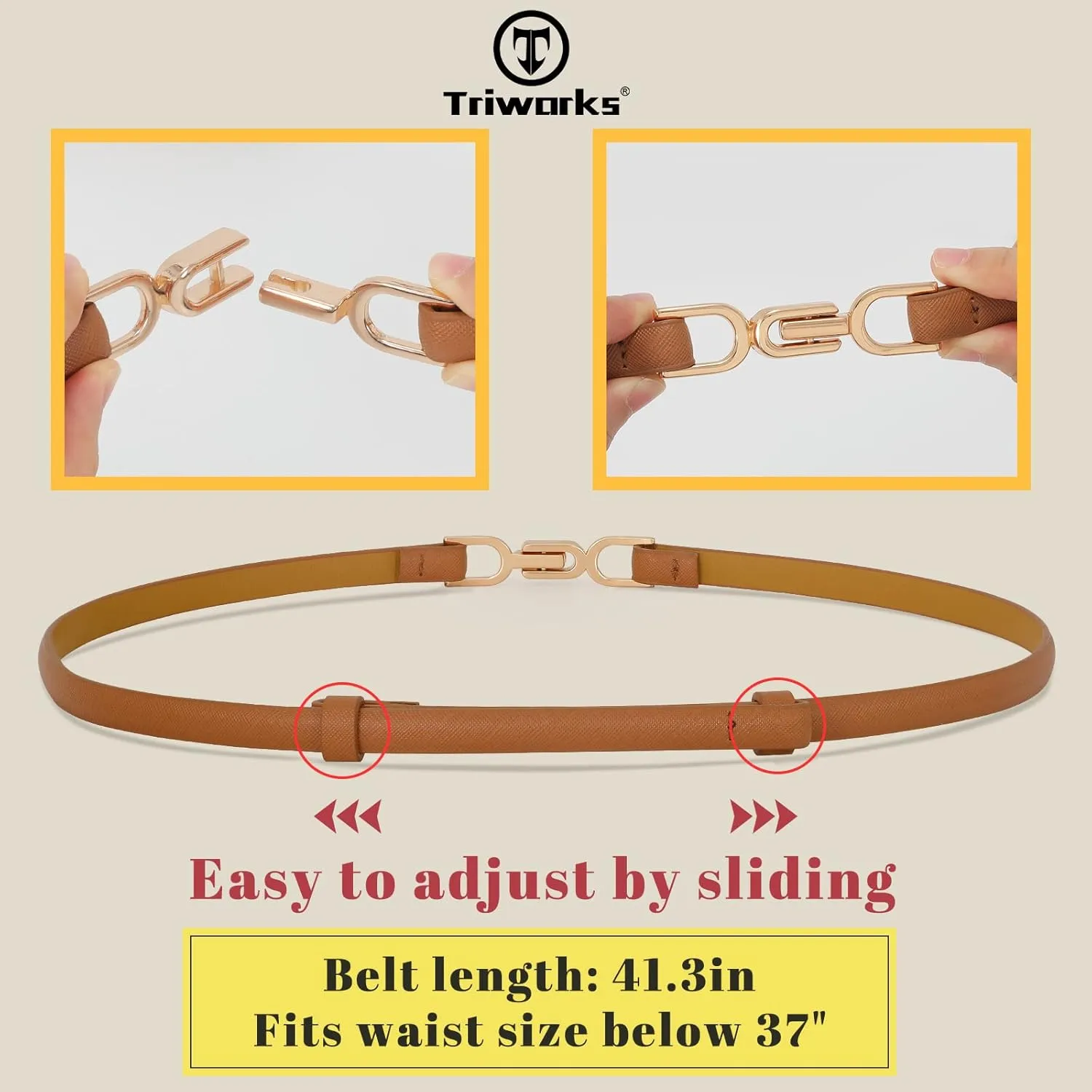 Women Skinny Leather Belts 3 Pack Ladies Adjustable Thin Waist Belts with Gold Buckle for Dresses