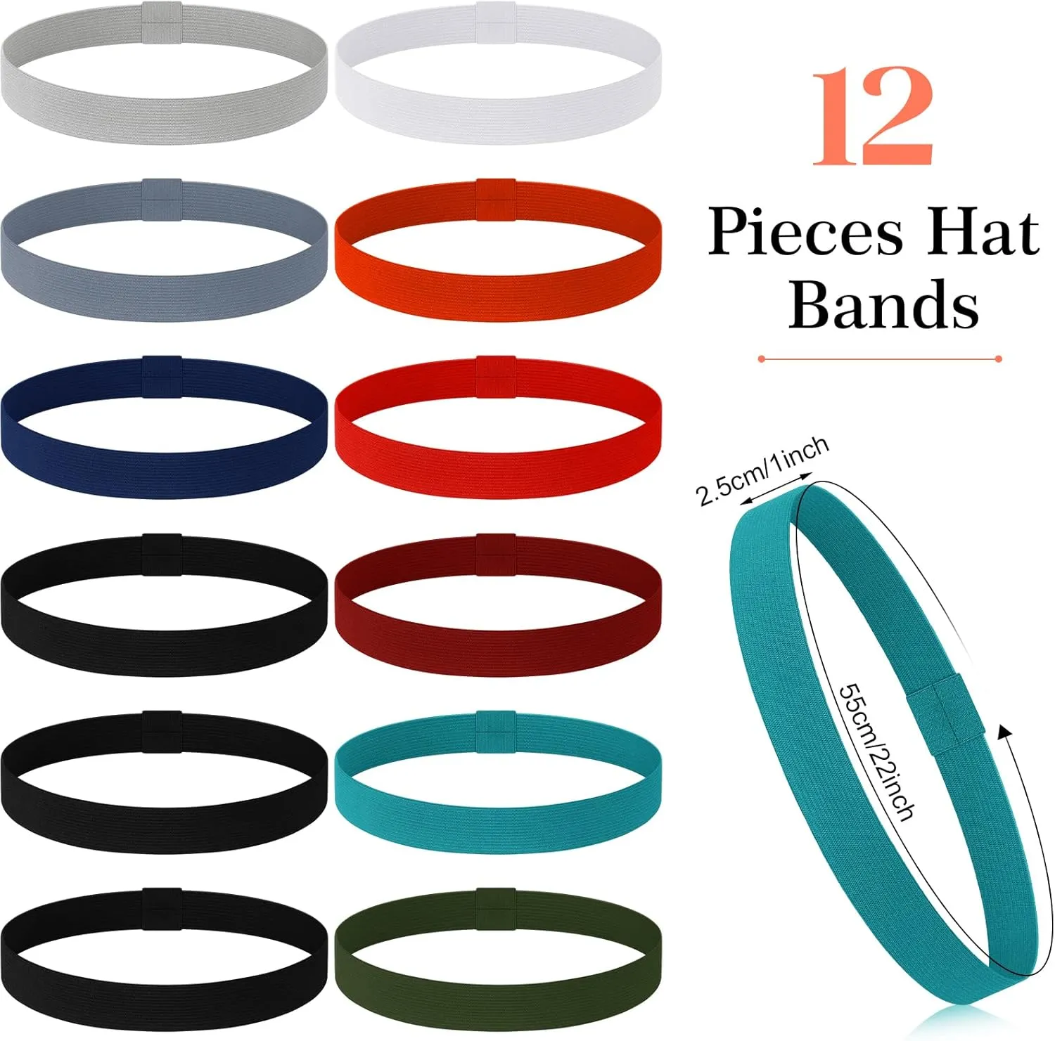 Xuhal 12 Pieces Stretchable Hat Band Ribbon Panama Western Cowboy Hat Bands for Women Men Straw Accessories