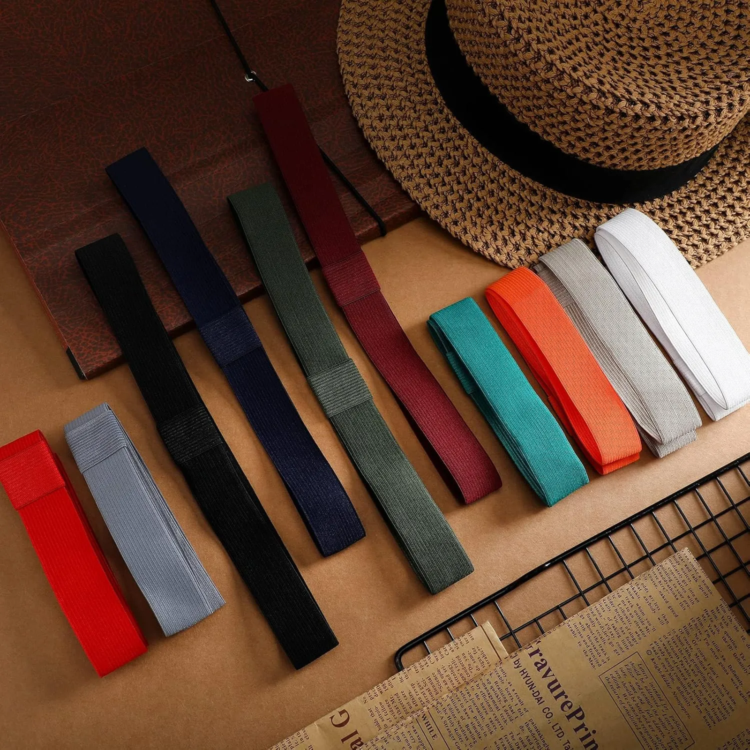 Xuhal 12 Pieces Stretchable Hat Band Ribbon Panama Western Cowboy Hat Bands for Women Men Straw Accessories