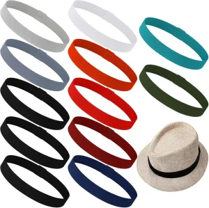 Xuhal 12 Pieces Stretchable Hat Band Ribbon Panama Western Cowboy Hat Bands for Women Men Straw Accessories