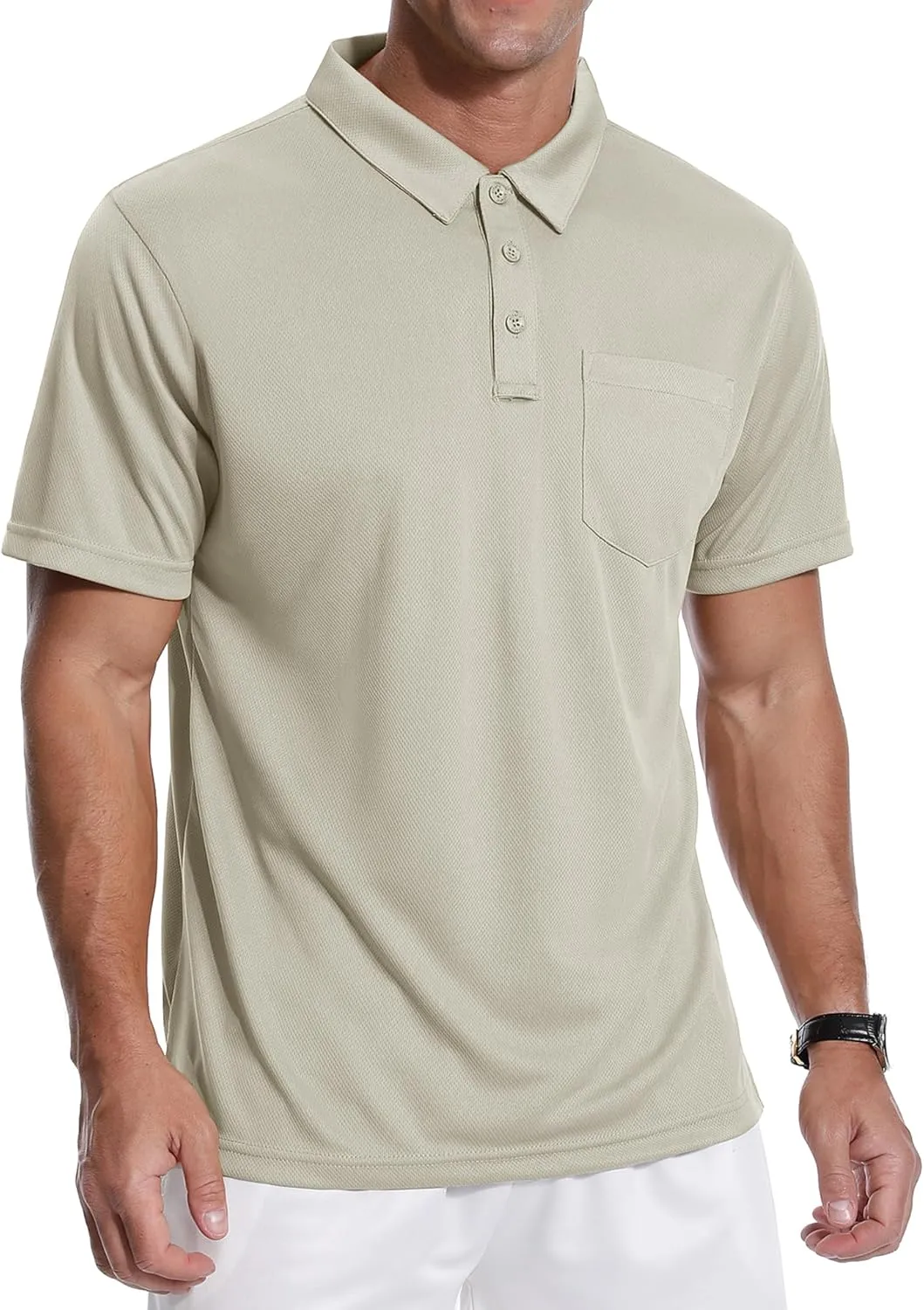 ZITY 3 Pack Polo Shirts for Men with Pocket Short Sleeve Moisture Wicking Outdoor Tactical Shirt Summer Casual
