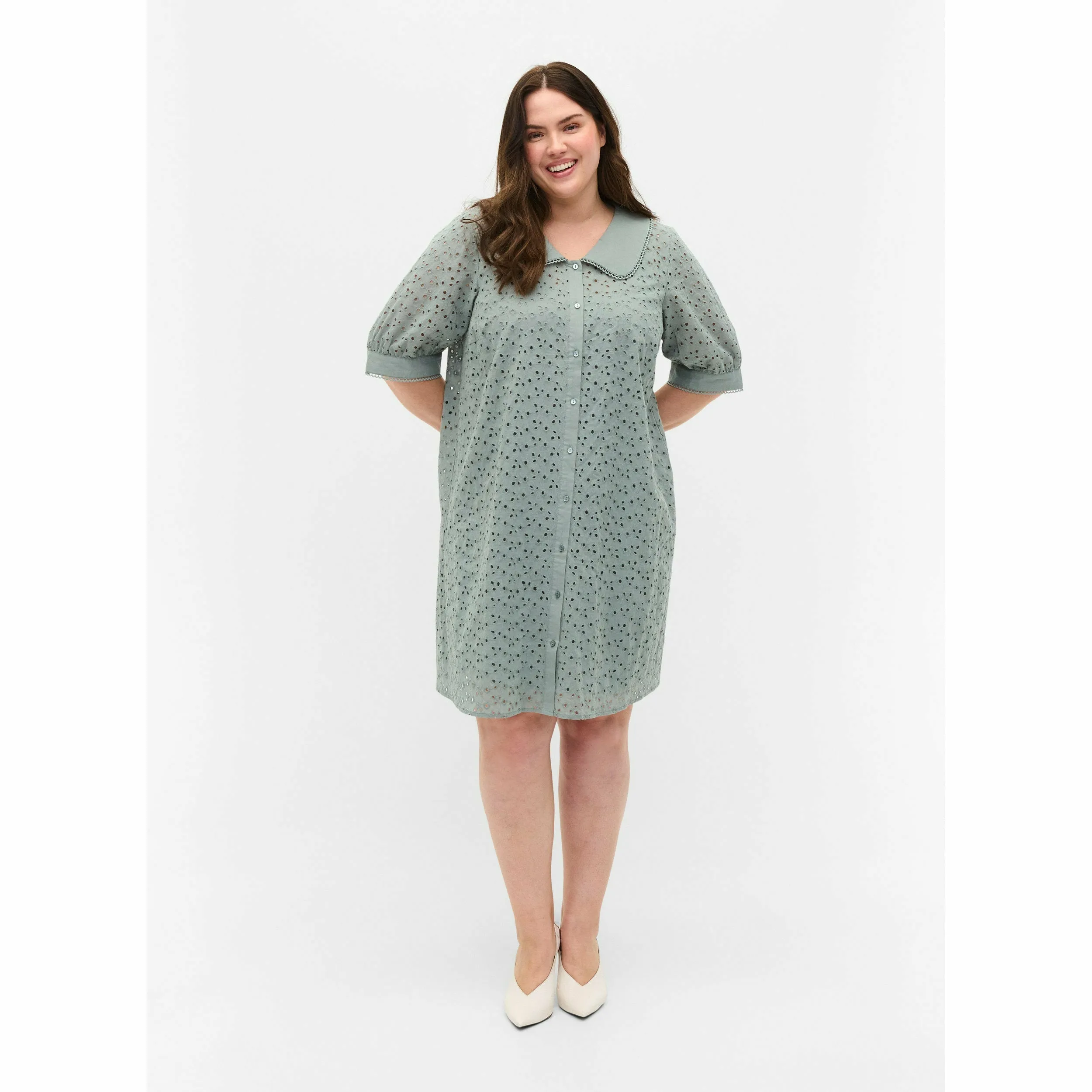 Zizzi Meddy Dress in Silver Blue